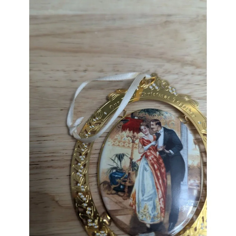 Hallmark LaDene Votruba 1998 Our First‎ Chrtimas Together Ceramic Brass ornament
